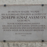 Gedenktafel am Geburtshaus in Salzburg, Müllner-Hauptstraße 29