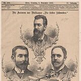 Julius Bauer (links unten), daneben Hugo Wittmann, darüber Karl Millöcker