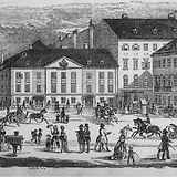 Frontalansicht über die Jägerzeile (Praterstraße). Stich von Cohn, 1820
