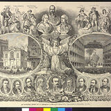 Erinnerungsblatt zum 100-Jahr-Jubiläum des alten Burgtheaters, 1876