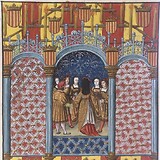 Branle, inszeniert als lebendes Bild zu Ehren Erzherzog Karls (V.) in Brügge, 18. April 1515. Wien, Österreichische Nationalbibliothek, Cod. 2591, fol. 27v