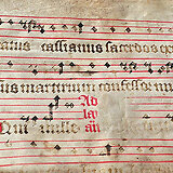 Antiphon zum Hl. Kassian, Patron der Diözese und Nebenpatron des Doms zu B.). Einband-Fragment (15. Jh.). I-BREd DKA Lade 37 Lit. RR Nr. 2.