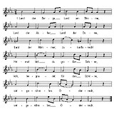 Aktuelle österreichische Bundeshymne, ursprüngliche Version (1947–2011, M: Wolfgang Amadeus Mozart?, T: Paula von Preradovic)