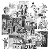 Hauptszenen aus Der Evangelimann von W. Kienzl bei der Erstaufführung an der Hofoper (11.1.1896) mit Bühnenbildern von Carlo Brioschi (Wiener Bilder, 19.1.1896, 5)