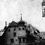 Ehemaliges Wohnhaus (‚Fasszieherhaus‘, Wien VII; 1896 demoliert) des Johannes Evangelist Drahanek (Wiener Bilder, 29.11.1896, 8)