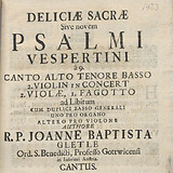 Deliciae Sacrae (1687). Titelblatt der Cantus-Stimme. Bayerische Staatsbibliothek München, 4 Mus.pr. 1423; CC BY-NC-SA 4.0.