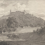 Ansicht von Stift Göttweig. Lithographie von Adolf Kunike nach einer Zeichung von Jakob Alt (1826).