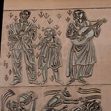 Leopold Schmid, Vier Jahreszeiten, Sgraffito-Wandbild (1954, Ausschnitt). Gemeindebau Jedleseerstraße 87 (Wien XXI)