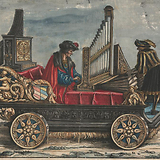 ‚Hofhaimer-Wagen‘ aus dem Triumphzug (Abdruck 1526). Koloriertes Exemplar der UB Graz