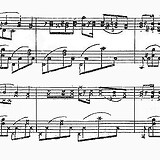 Drei Takte aus der Nocturne H-Dur op. 32 Nr. 1 von F. Chopin in Originalnotation und Übertragung in die „vereinfachte Notenschrift“ (Th. Jacobsen, Die vereinfachte Notenschrift 1925)