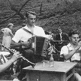 Das Kemetberg Trio 1954: Franz Valeskini (Klarinette), August Müllner (Steirische Harmonika) und Johann Birnhuber (Posaune)