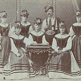 Leopold Knebelsberger mit Damengruppe, Gattin Anna und Tochter Marie an der Zither, um 1866