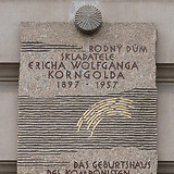 Gedenktafel am Geburtshaus von Erich Wolfgang Korngold, Brünn, Koliště 1