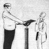 Clemens Krauss mit Orchesterdiener Nebel; Karikatur von Rudolf Effenberger (Wiener Bilder 15.1.1933, 8)