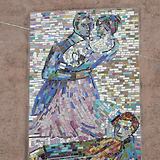 Josef Lanner im Casino Dommayer, Mosaikwandbild (1965, unbezeichnet; Wohnhaus-Wiederaufbaufonds). Jenullgasse 5 / Ecke Penzingerstraße (Wien XIV)