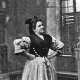 Julie Laska in „ländlicher Zurückgezogenheit bei Tachau in Böhmen“ (Wiener Bilder, 16.8.1896, 8 [„Künstler-Ferien“])