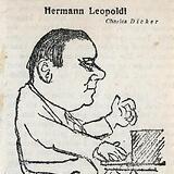 Hermann Leopoldi am Klavier. Zeitungskarikatur von Charles Dicker
