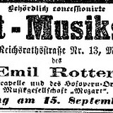 Inserat über die Eröffnung der Musikschule Emil Rotters 1890 (Neue Freie Presse 7.9.1890, 13)