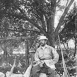 Bei der Gartenarbeit in Prein an der Rax (Wiener Bilder, 16.8.1896, 8 [„Künstler-Ferien“])