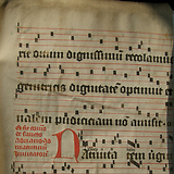 Antiphonarfragment mit Quadratnotation (14. Jh.): Antiphon Hodie nata est beata virgo Maria zum Patroziniumsfest (Mariae Geburt).