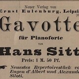 Inserat zu einer Komposition von Hans Sitt (Musikalisches Wochenbl. 21.2.1884, 124)