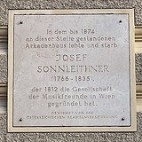 Gedenktafel an der Stelle des ehemaligen Wohnhauses von Joseph Sonnleithner (Wien I, Bräunerstraße 2)