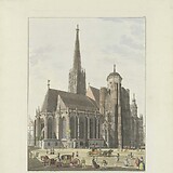 Die Metropolitankirche zum Heil: Stephan in Wien, Druckgrafik nach einem Stich von Carl Schütz 1792