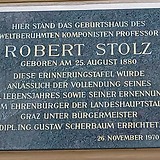 Gedenktafel am ehemaligen Geburtshaus von Robert Stolz in Graz, Schmiedgasse 26