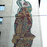 Motive aus Südtirol. Sgraffito-Wandbild von H. Schütz (Wohnhaus-Wiederaufbaufonds) in Nähe zum Südtirolerplatz, Petzvalgasse 5 (Wien IV)