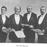 Udel-Quartett um 1900 (v. l. n. r.: V. Keldorfer, K. Udel, Ferdinand Hörbeder, E. Weiß, Sport & Salon 14.2.1901, 13)