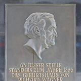 Gedenktafel am Standort des Geburtshauses von Richard Wagner in Leipzig, Am Brühl