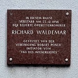 Gedenktafel am Sterbehaus Wehrgasse 22 (Wien V)